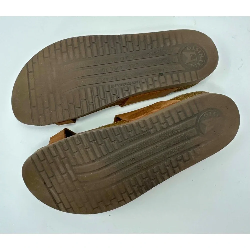 Mephisto Helen Plus Sandals Womens Size 9 EU 39 Camel Leather Wide Toe Loop Cork